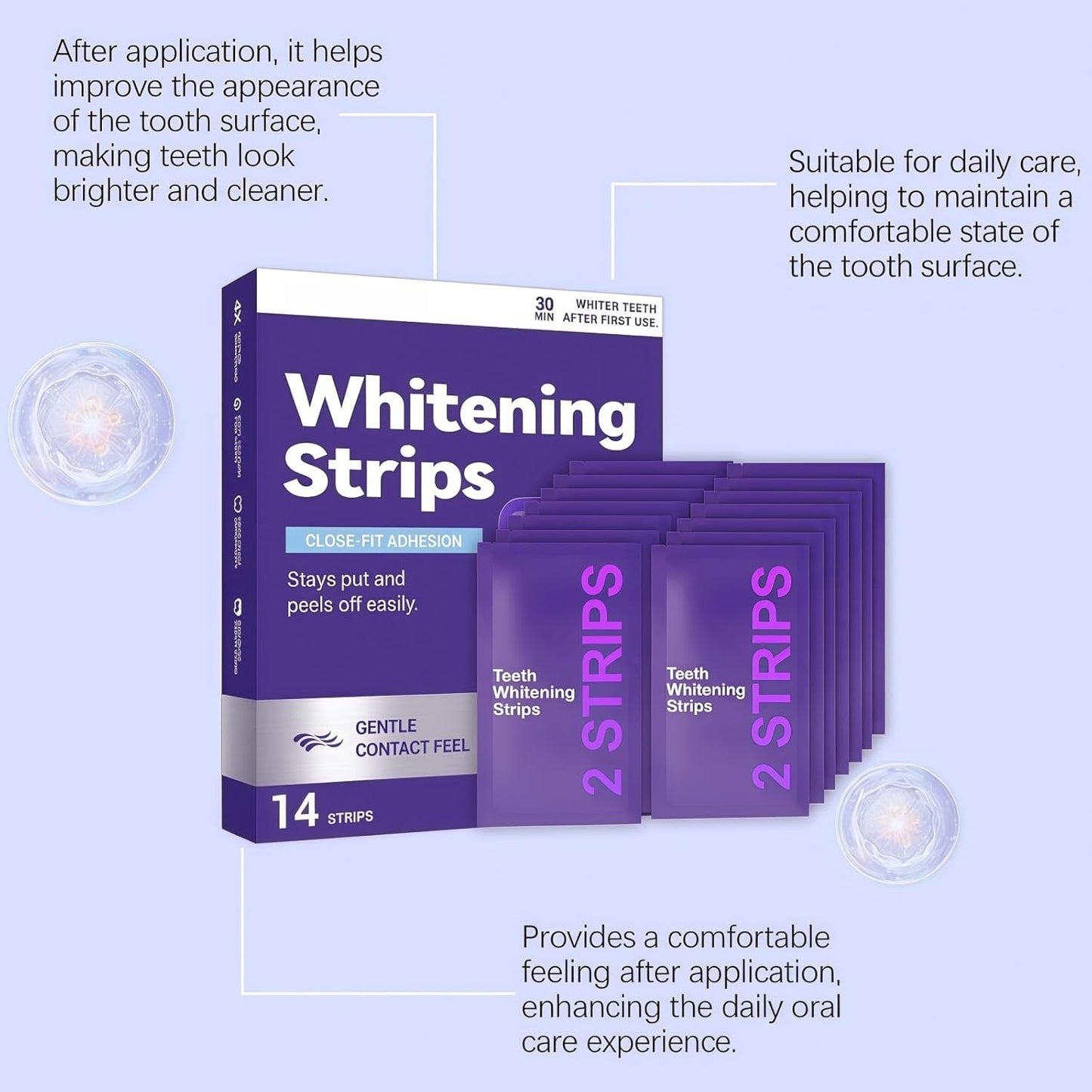 Tiras Blanqueadoras de Dientes Moradas
